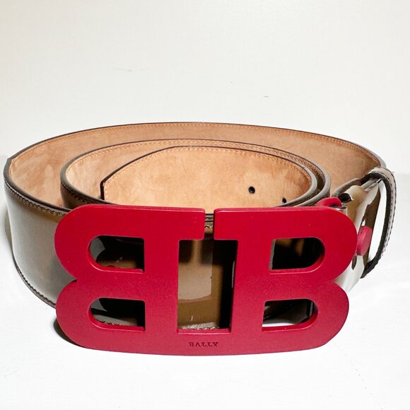 Bally Mirror B45M Belt – Red Logo Buckle - Picture 8 of 8